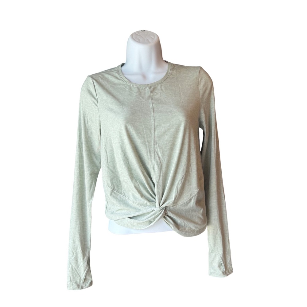 Athleta Twist Front Long Sleeve Athletic Top Size XSmall Green Athleisure Shirt